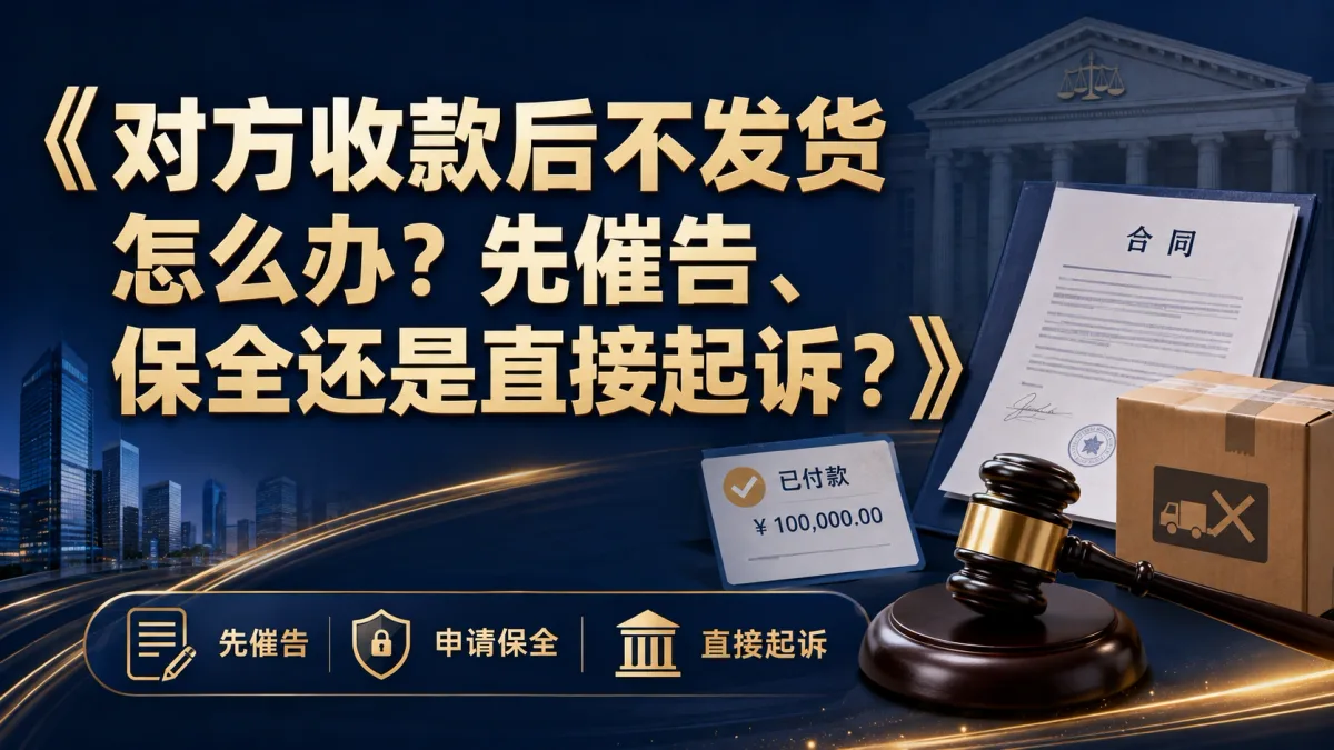 对方收款后不发货怎么办?先催告、保全还是直接起诉?