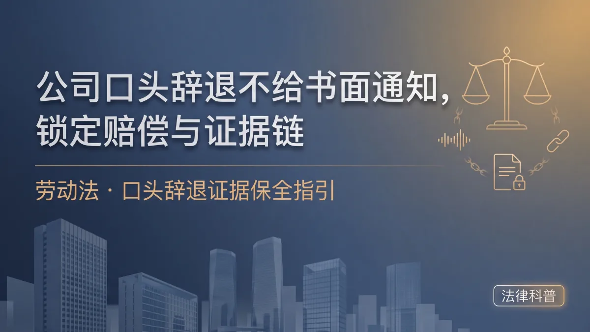 公司口头辞退不给书面通知,锁定赔偿与证据链