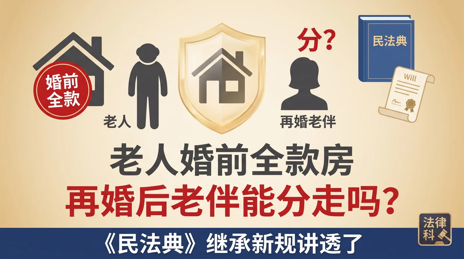 老人婚前全款房，再婚后老伴能分走吗？《民法典》继承新规讲透了