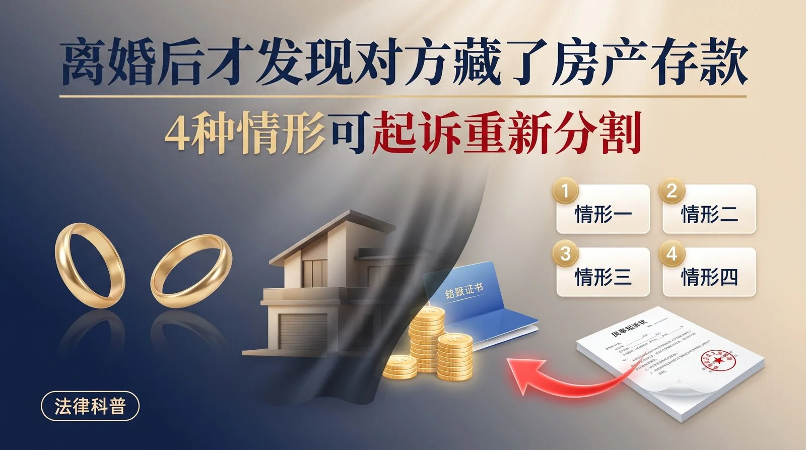 离婚后才发现对方藏了房产存款?4种情形可起诉重新分割