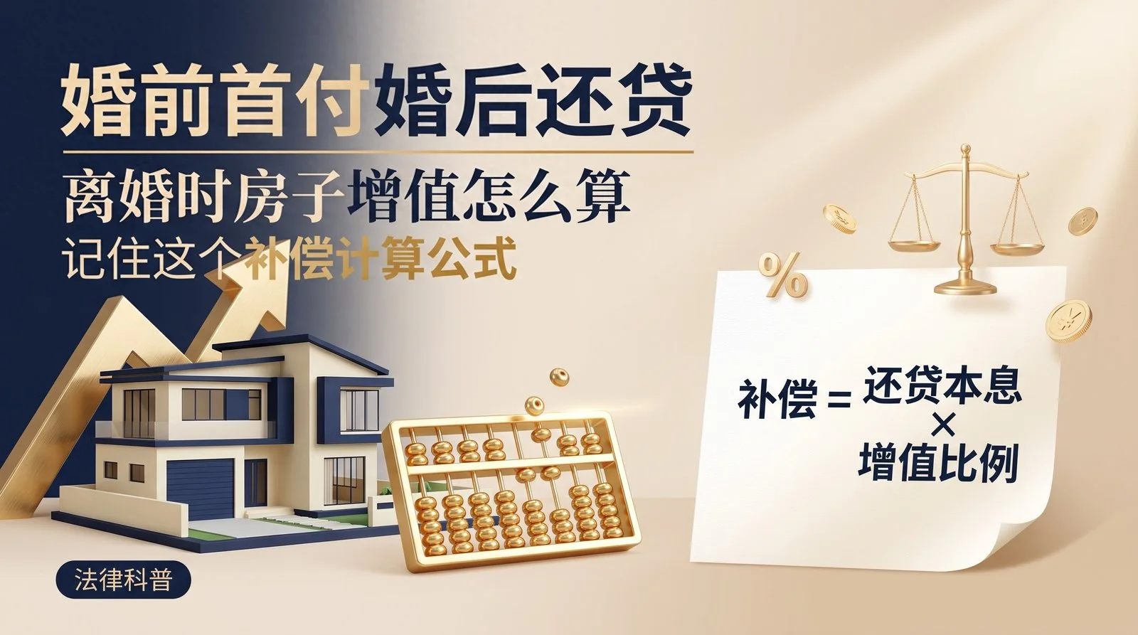 婚前首付婚后还贷,离婚时房子增值怎么算?记住这个补偿计算公式