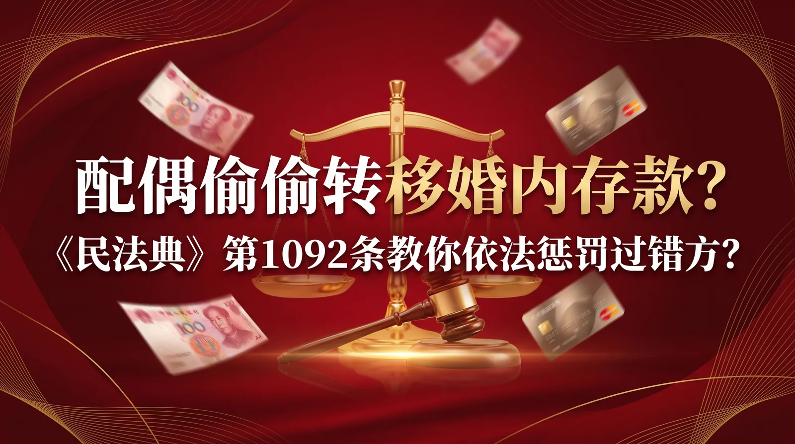 配偶偷偷转移婚内存款?《民法典》第1092条教你依法惩罚过错方?