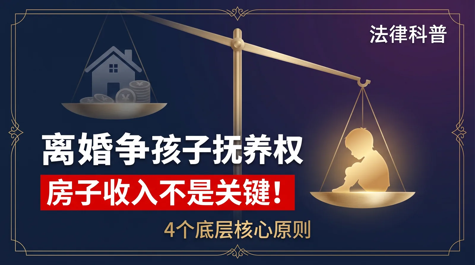 离婚争孩子抚养权，房子收入不是关键！法官判决的4个底层硬指标
